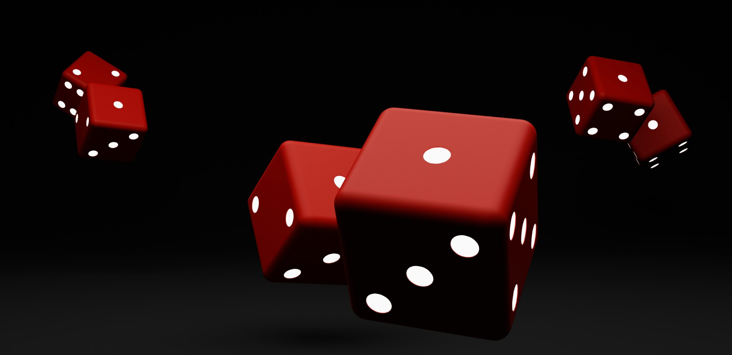 Red dice, some showing a one, symbolizing a loaded dice for bad policy.
