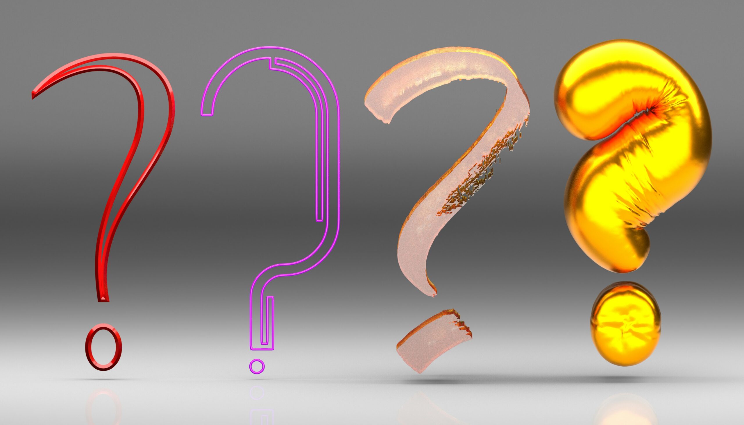 The Policy Place: Four question mark graphics representing policy questions.