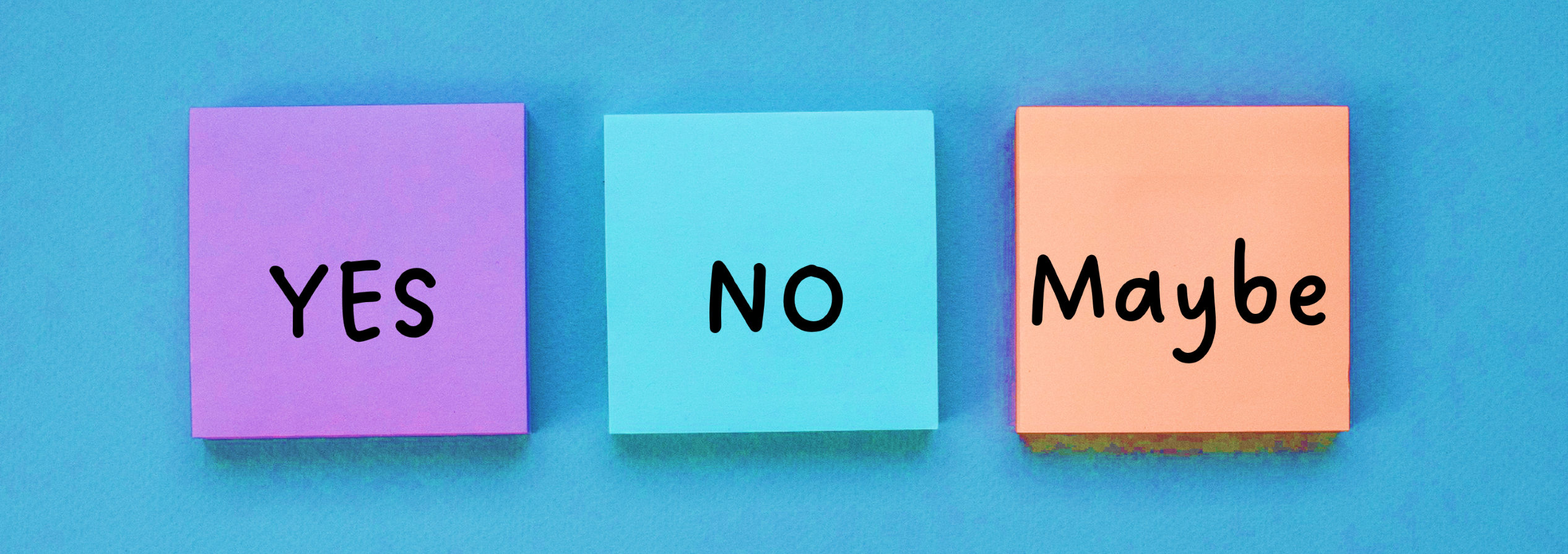 Yes, No, Maybe sticky notes, relevant to informed consent policies.