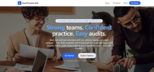 Good Practice Hub website promoting on-demand learning for Queensland human services training.